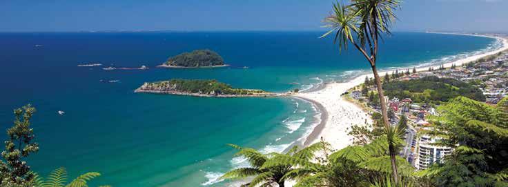 Bay of Plenty BAY OF PLENTY Mauao Summit Our Favourites Visit the giant kiwi fruit in Te Puke Relax in the hot salt water pools at Mount Maunganui Take a jet boat ride on the Kaituna River Cruise to