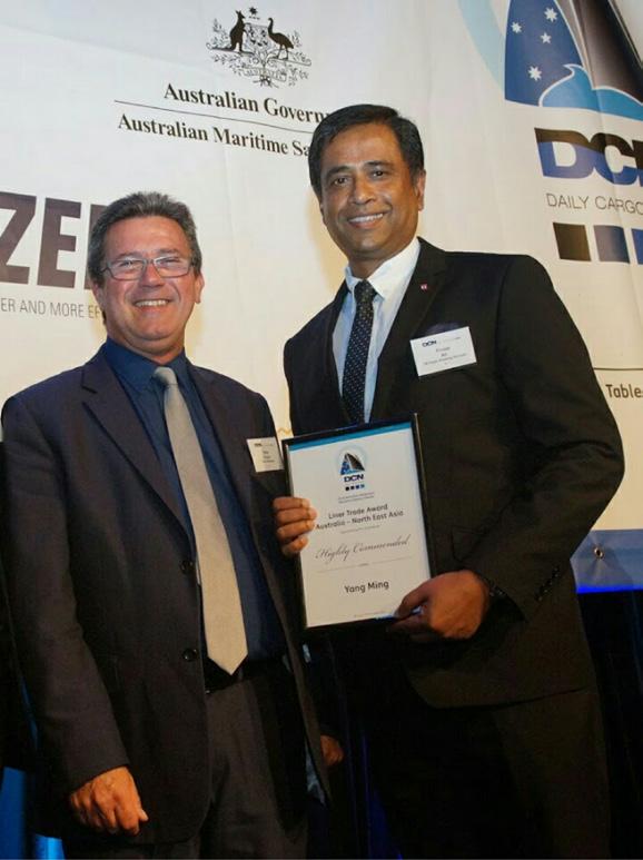 Award Yang Ming Marine Transport Corporation (Yang Ming) is widely recognized as an excellent service provider and their Australia-North East Asia Liner Service has won a Highly Commended Award in