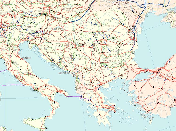 South East Europe s electricity hub Macedonia s grid is connected to Greece, Kosovo, Serbia and Bulgaria Main trading pattern in the region is a flow of electricity from the north (Romania and