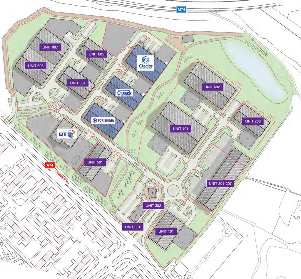 The Development The buildings shown have been designed to maximise yardage and car parking areas and to provide a variety of building sizes to meet anticipated occupier demand.