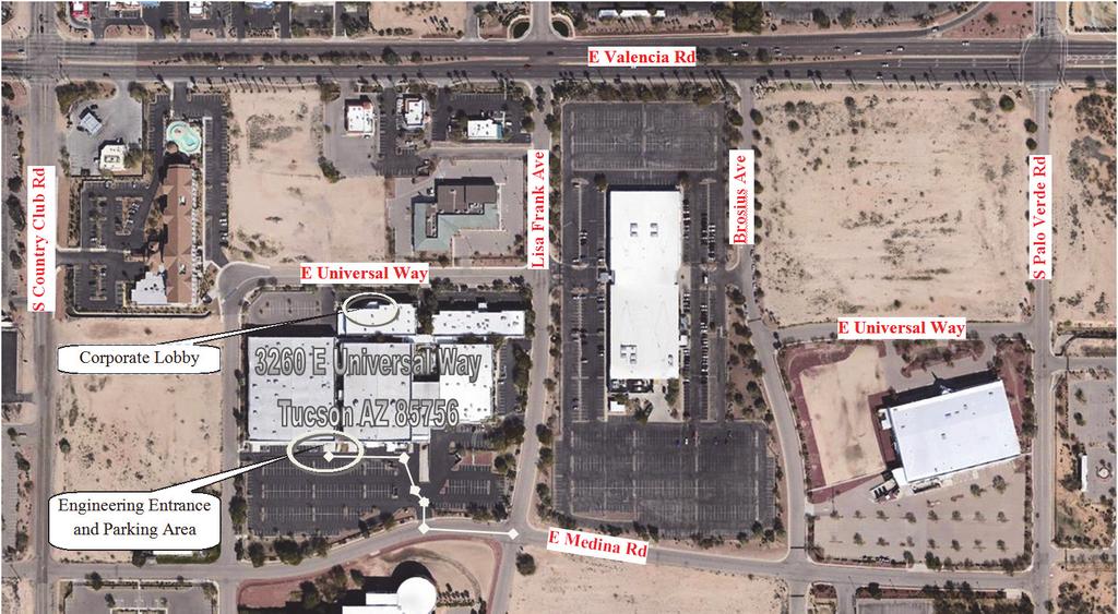 Directions to Universal Avionics: From Tucson International Airport: Exit Tucson International Airport onto S. Tucson Blvd. heading north. Turn right onto E. Valencia Rd.