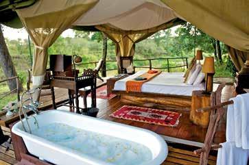 well-appointed riverfront tents whose decor is inspired by the warm, vibrant colours favoured by traditional Maasai.