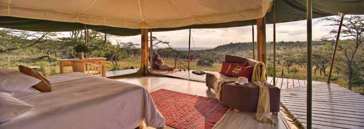 Overlooking the Talek River close to a popular wildebeest crossing point, Rekero Camp is set in one of the most game-rich areas of the Mara.