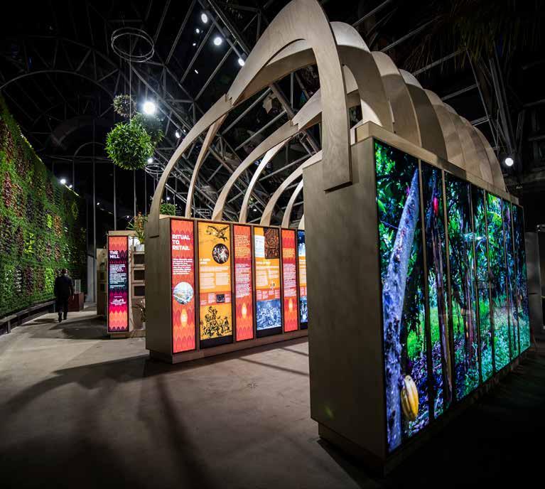 EXHIBITIO VIEWI The Calyx features themed exhibitions and the southern hemisphere s largest green wall, with over 18,000 plants arranged into living
