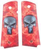 1911 AUTO GRIPS & SCREWS For A Truly Unique Look Vibrant flames and a silver-gray metallic Punisher skull logo decorate these full-sized grips and give your 1911 Auto pistol a distinctive,