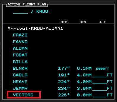 Programming the RNAV (GPS) Y RWY 5R APPROACH [@ 33:55 in video] The ALDAN1 arrival requires radar vectors (from ATC) to the initial approach fix.