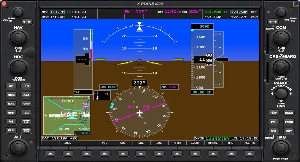 Pop-Up X1000 Panels Pop-up X1000 Primary Flight Display (PFD) and Multi-Function Display (MFD) panels are provided in every X-Plane default aircraft that features the X1000 system.