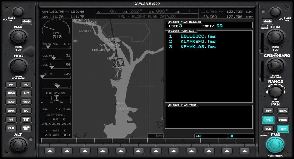 [MFD] Loading a Flight Plan Click the FPL (Flight Plan) Key to invoke the Flight Plan Page Ensure the cursor is NOT active Click the FMS (Inner) Rotary at the 3 O clock position to invoke the