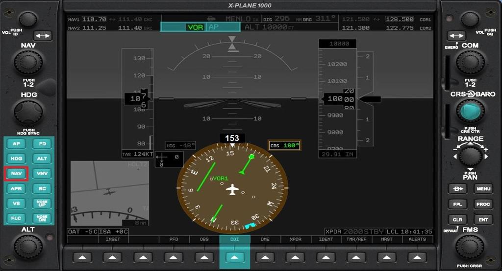 Using the Autopilot with a VOR The autopilot can be used to intercept and track a VOR radial. Tune the NAV1 or NAV2 frequency to the desired VOR1 station.
