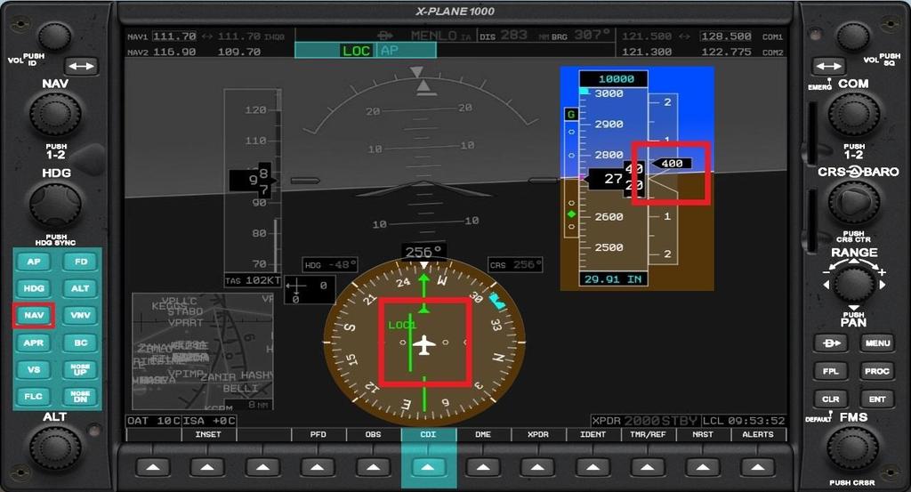 Using the Autopilot with an ILS Approach The autopilot can be used to intercept and track a localizer signal and glideslope. Tune the NAV1 or NAV2 frequency to the desired Localizer.
