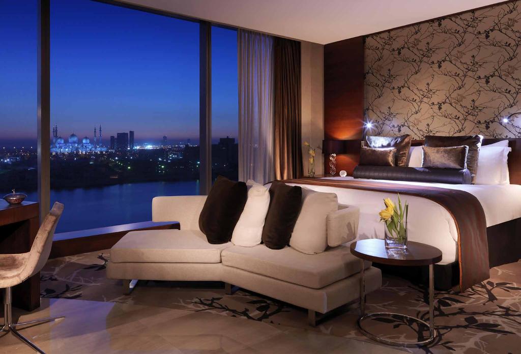 SUITE FEATURES High-speed Internet access, LCD television, work desk, wardrobe space and a luxurious five-piece bathroom Spectacular views of Abu Dhabi Creek and Sheikh Zayed Grand Mosque Fairmont