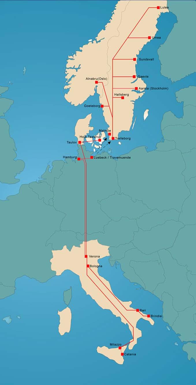 Traffic Italy-Denmark and Scandinavia DAILY OR PLANNED DEPARTURES on the relations: VERONA - TAULOV* and vv. VERONA - LUBECK** and vv. NOVARA - LUBECK** and vv.