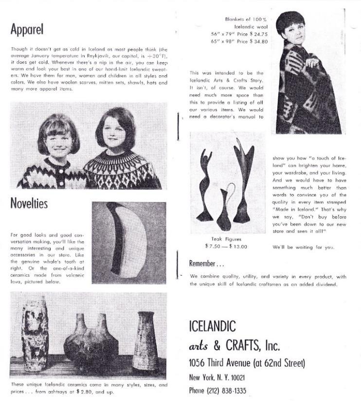 Verslunin Icelandic Arts & Crafts í New York var sett á stofn árið 1964.