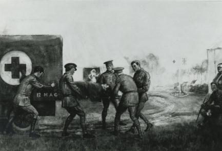 Reproduction Sketch showing personnel loading a 12 Motor