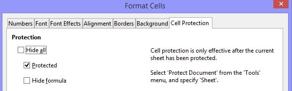 Za zaštitu radnog lista otići na Tools -> Protect Document -> Sheet.
