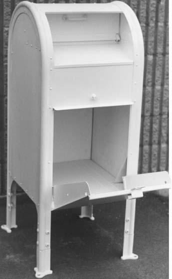Drop and collection boxes Model 2100 Steel construction. Off white baked enamel paint. Rear magnetic door. Face plate 10 GA. steel. Other parts 16 GA. steel. Lock on rear door.