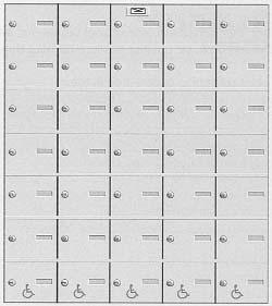 Mailbox compartments are constructed of heavy gauge metal with extruded aluminum support bars. 3, 4, 5, 6 compartments wide. 3, 4, 5, 6, 7, 8 compartments high.