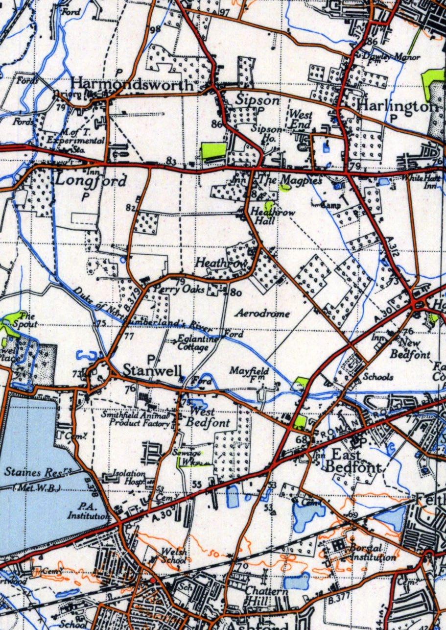 Ordnance Survey map of Heathrow in the 1940s.