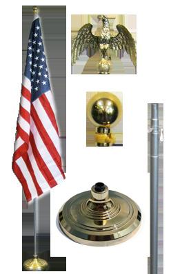POLEKIT06 THE LUMINUM POLE KIT (Hardware Only) 8ft luminum Silver Pole with all Top and Gold ase.
