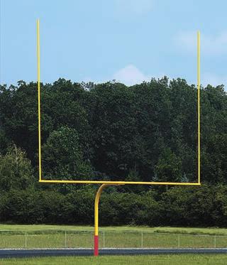 Goalposts have a 5 9/16 gooseneck post with 96 setback, 4 1/2 OD Cross Tube and 2 3/8 OD aluminum uprights that extend to 30 above playing surface.