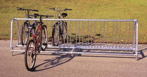 Draper Traditional Style Bike Racks offer a design that groups rungs to facilitate uniform storage and allow for easier entrance and exit of bicycles.