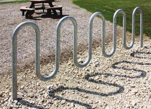 Singlesided and double-sided racks and add on units available to create longer bike racks for your specific requirements. Rack capacity is one bicycle per foot per side.