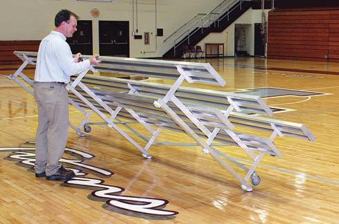 and Roll Bleachers Draper Tip and Roll Bleachers are designed for outdoor or indoor use and are ideal for locations where only temporary seating is required.