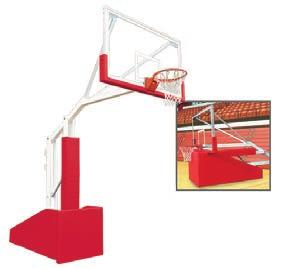 backstop, but don t have room for a full size unit.  Backstop features 66 extension from padded front to backboard, official sized glass backboard, breakaway goal and bolt-on edge padding.