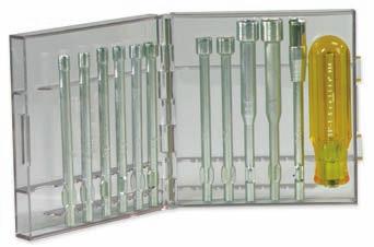 SERIES 99 COMPACT SETS 99PS50 Screwdriver and Nutdriver Set 13-piece set See-through stand-up plastic case Inch Sizes Cat UPC Blade Diameter Tool Length Shelf No.