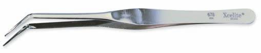 Overall length is 4 1/2" Smooth jaws Tapered-Extra fine Curved tip-thin Cat UPC Shelf No.