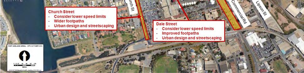 A suggested street infrastructure plan for the Port Adelaide Centre in the short and medium term is shown in Figure 4.