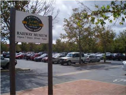 Examples of the off-street car parking in this precinct at the National Railway Museum and the CentreLink office in Lipson Street are shown in Figure 43.