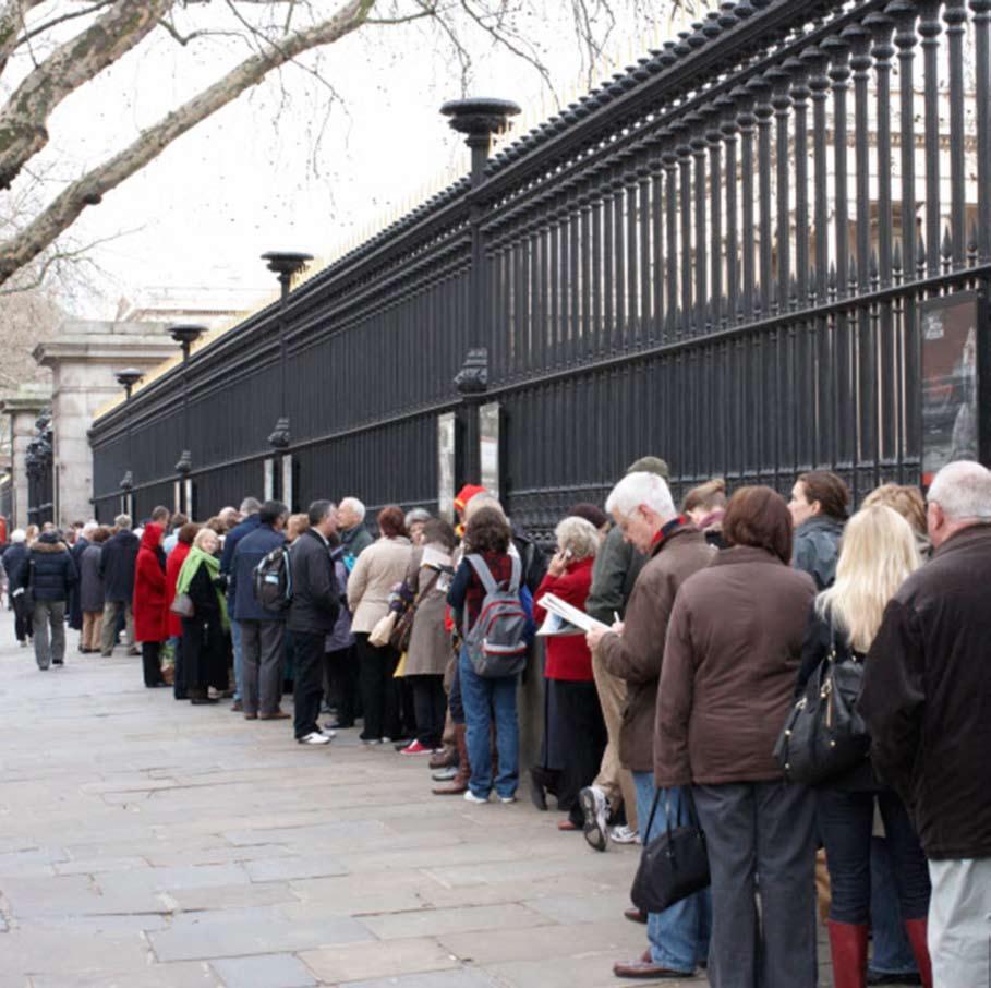 Museum Forecourt Visitors queuing for exhibition tickets The British Museum is a world leader in the conservation and display of objects from across the globe.