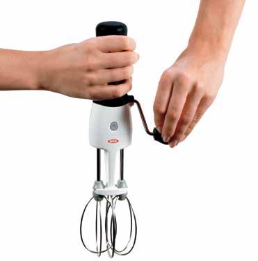 Egg Beater Perfect for eggs, light batters, whipped cream and more Smoothly rotating gears are enclosed for protection and easy clean-up Beaters are elevated and continue to work while resting on