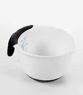 stabilizes Bowl while mixing Soft, comfortable, non-slip handle Bowls nest for compact storage High side walls