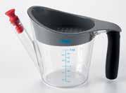 Fat Separator 2 Cup Shield prevents gravy from spilling Heat resistant strainer catches unwanted bits Stopper keeps fat out of spout, pouring