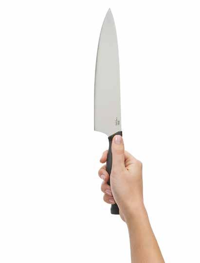 Knives Contoured handle design encourages chef-recommended knife grip and provides control while chopping and cutting Streamlined design provides comfort for continuous use Soft, comfortable handle