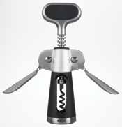 zinc and stainless steel construction for strength and durability Soft, comfortable, non-slip grip #2136800 Stainless Steel Winged Corkscrew Opens all