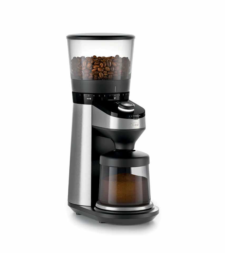 Barista Brain 12 ON CONICAL BURR COFFEE GRINDER WITH INTEGRATED SCALE BUILT-IN SCALE Intelligent, integrated digital scale ensures a precise volume of ground coffee every time CONICAL BURR GRINDER