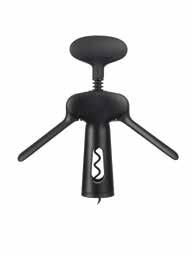 wings curved to fit hands Non-stick screw glides smoothly into cork Soft, comfortable, non-slip turning knob SteeL Winged Corkscrew Sturdy,