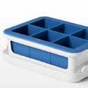 Covered Silicone Ice Cube Trays Flexible silicone makes uniform, easy-to-remove ice cubes Frame supports silicone Tray during