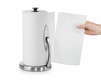 tear one paper towel at a time Spring activated arm allows for single-handed use and prevents roll from unraveling Arm stays open for quick, easy