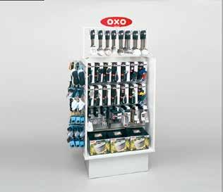 programs and availability #1258480 271 MERCHANDISING Large Rotating Fixture Group and showcase all OXO tools in one convenient location Holds 60+ different SKUs Dimensions: 21" L x 21" W x 60.