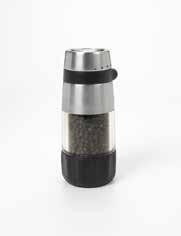 Salt and Pepper Shaker Set Each shaker has different hole patterns for ideal dispensing of salt or pepper Side spout allows for easy pouring Stainless steel accents provide kitchen-to-table appeal