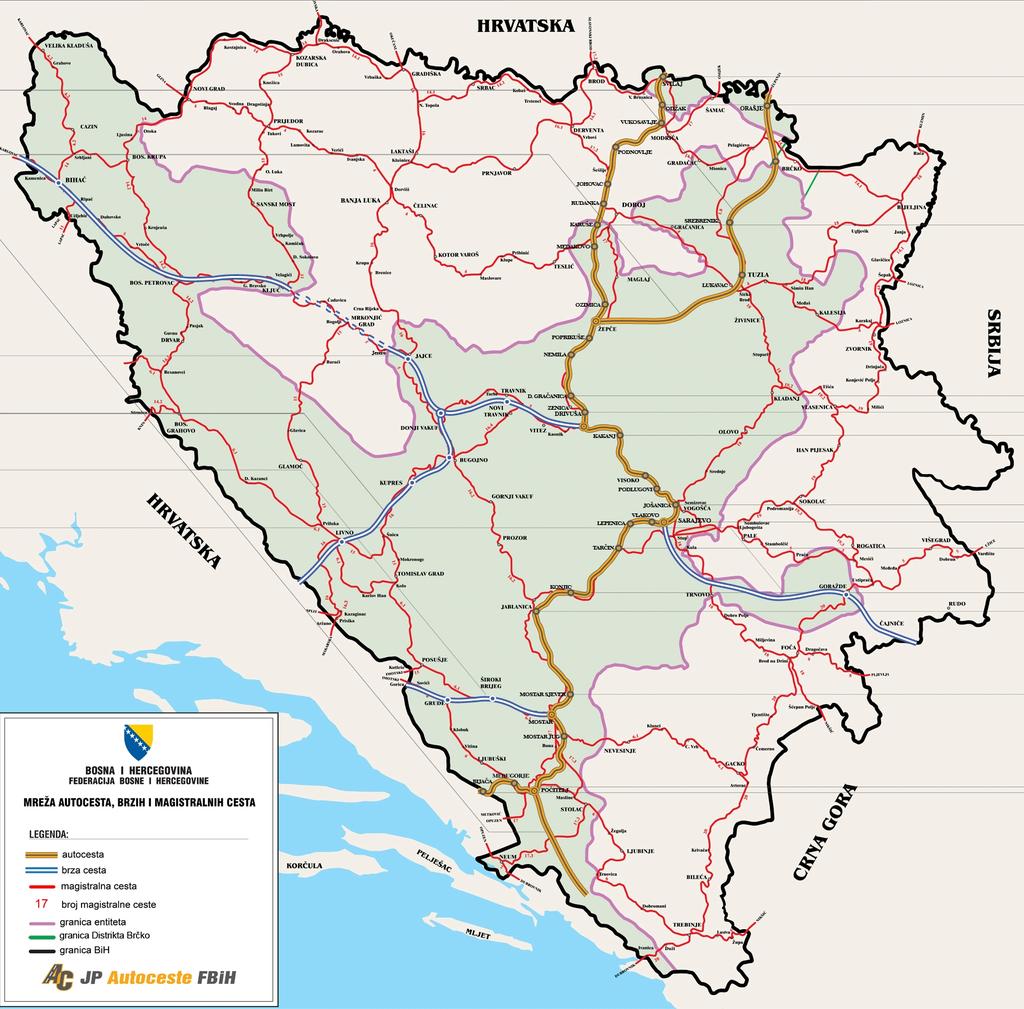 Public company Motorways in Section 4 is entirely located in one Canton (Posavina Canton) connecting northern part of BiH with Croatia and Corridor X.