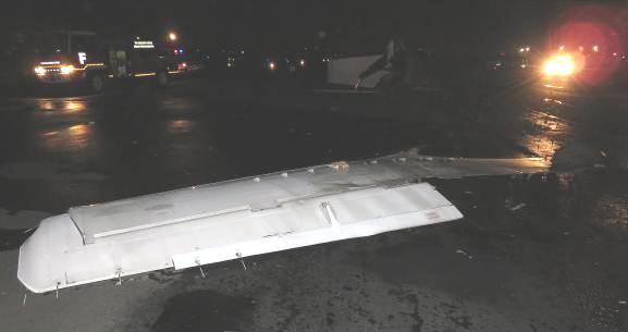 - The vertical stabilizer damaged including the horizontal stabilizer.