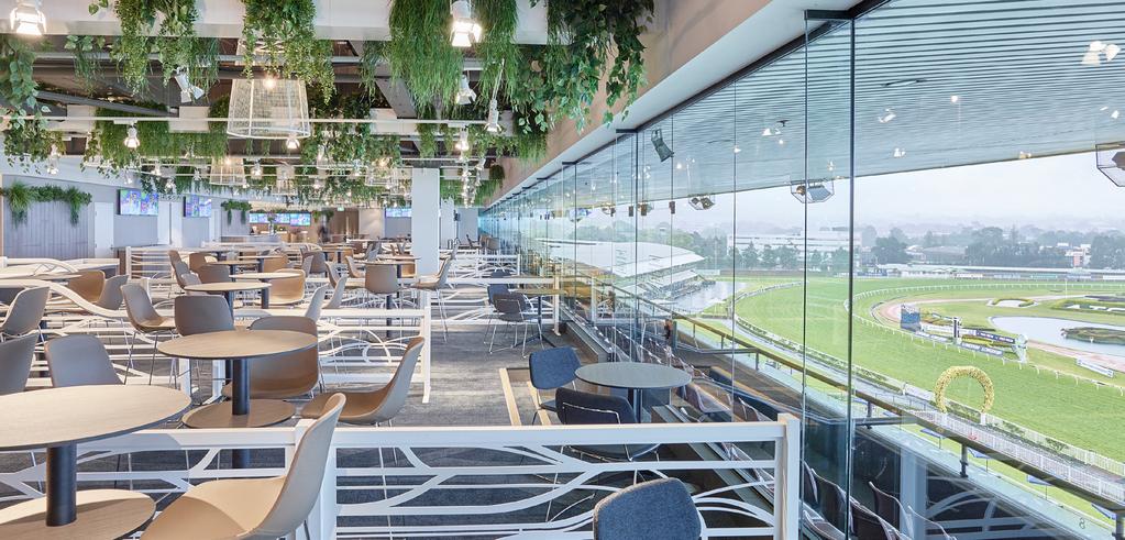 R Fleming Grandstand with spectacular views of the racecourse. The flexibility of the space can facilitate functions and events for intimate groups or large scale groups up to 300 guests.