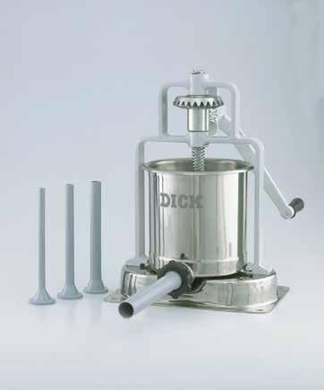 00 Perfect tabletop stuffers for butchers or processors who make their own sausage. Cylinder, support rods, base plate, gearbox and sidebars are constructed of stainless steel.
