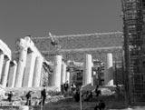 The columns of the opisthonaos, damaged by fire in ancient times, had already been restored using special grouting.