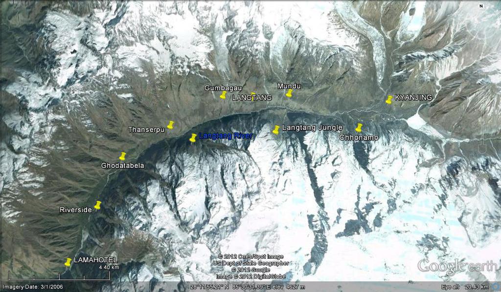 Journal of Development and Administrative Studies (JODAS), Vol. 23, No. 1-2 73 Figure 1: The Langtang Valley The temperature of the valley is very seasonal. The mean annual temperature is about 13.